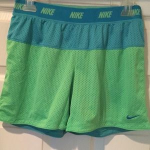 Nike green and blue athletic shorts